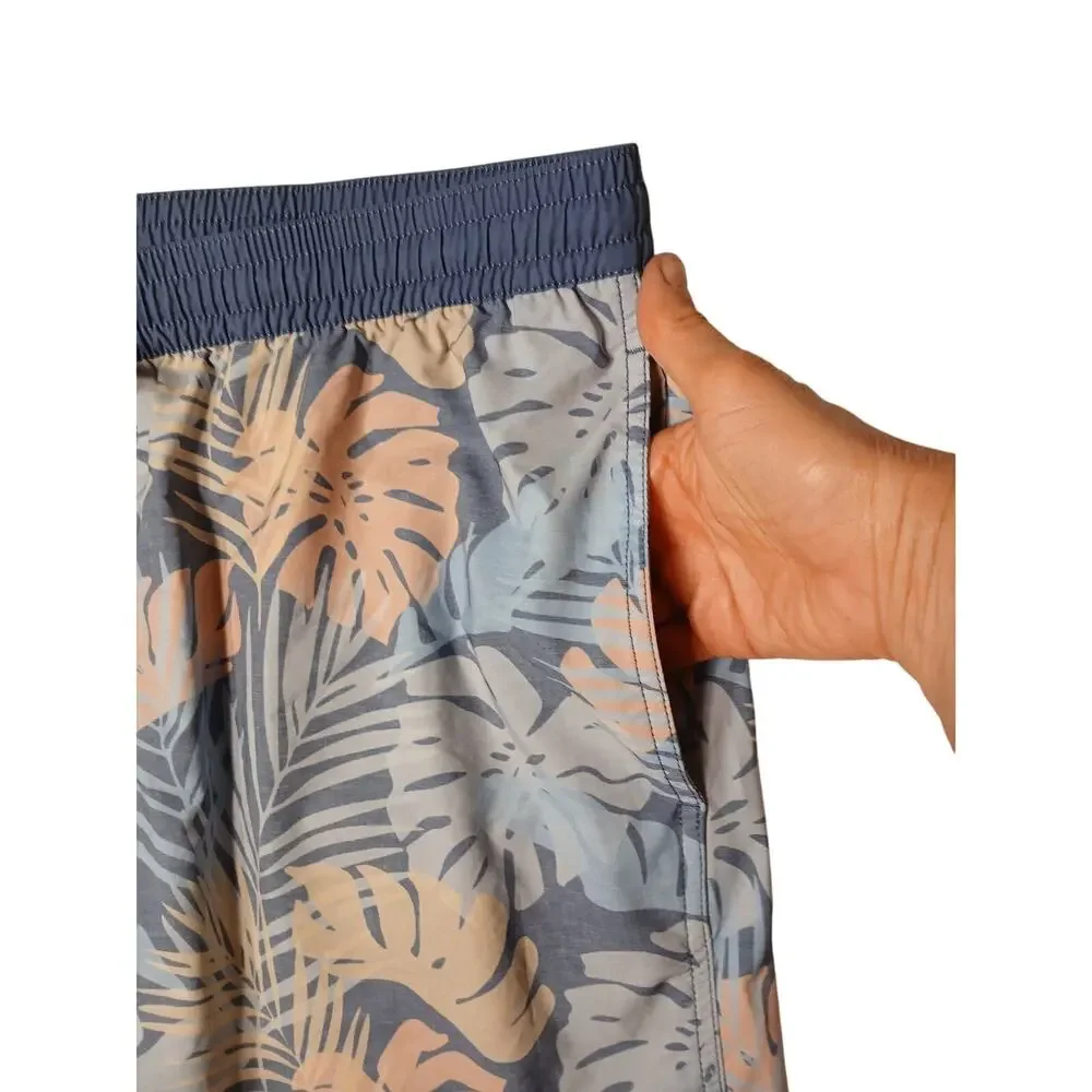 Travis Matthews Swim Shorts Mens‎ Sz M Blue Tropical Island Floral Beach Pocket